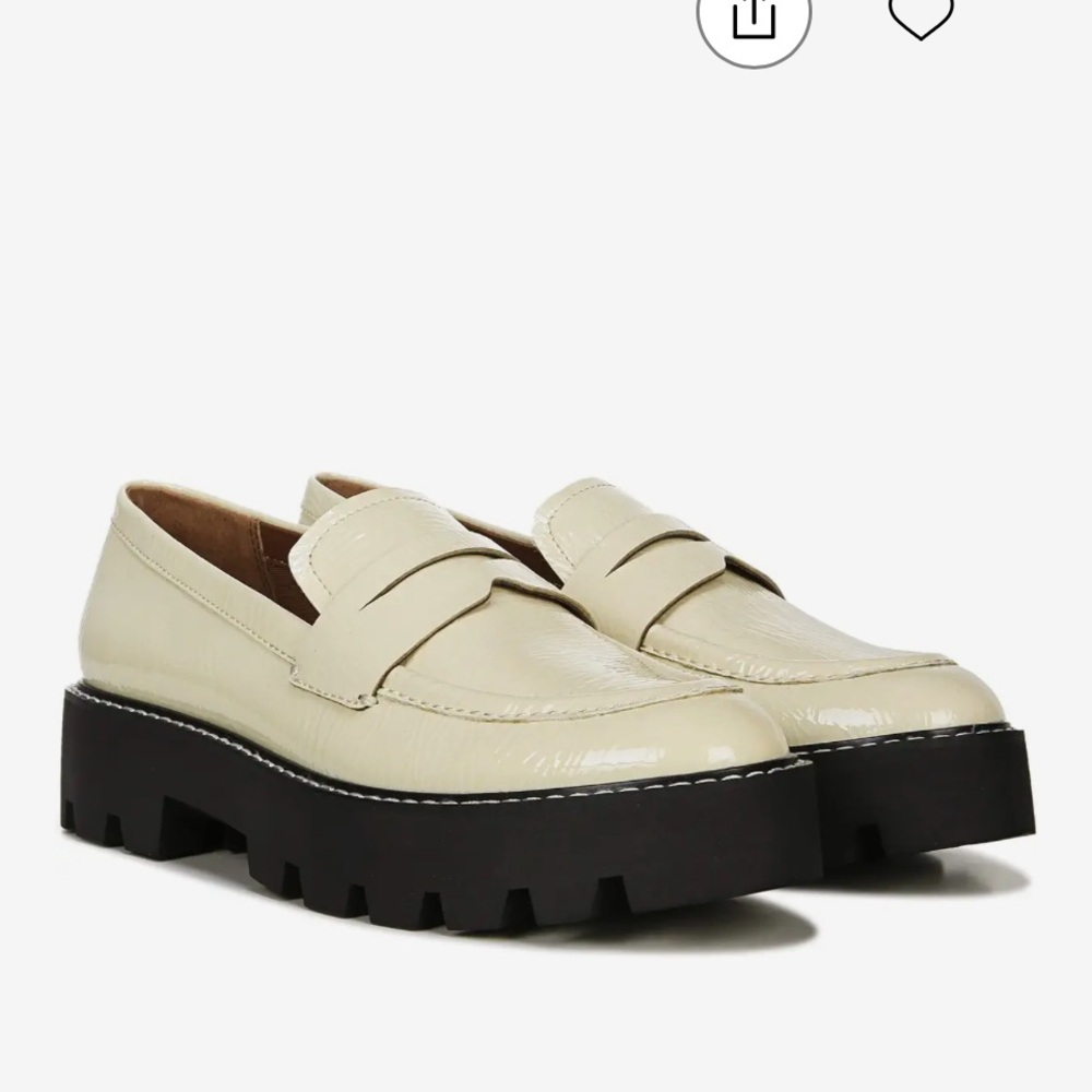 Franco Sarto Cream Loafers with Black Soles